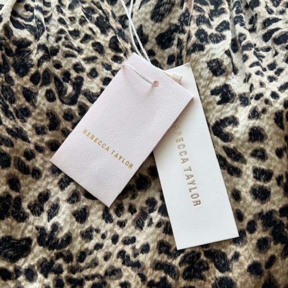 Rebecca Taylor Lynx Print Long Sleee 100% Sulk Blouse